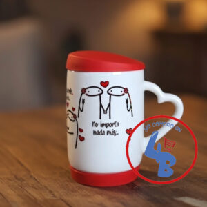 Mug con Tapa de Silicona mas Cuchara Personalizados