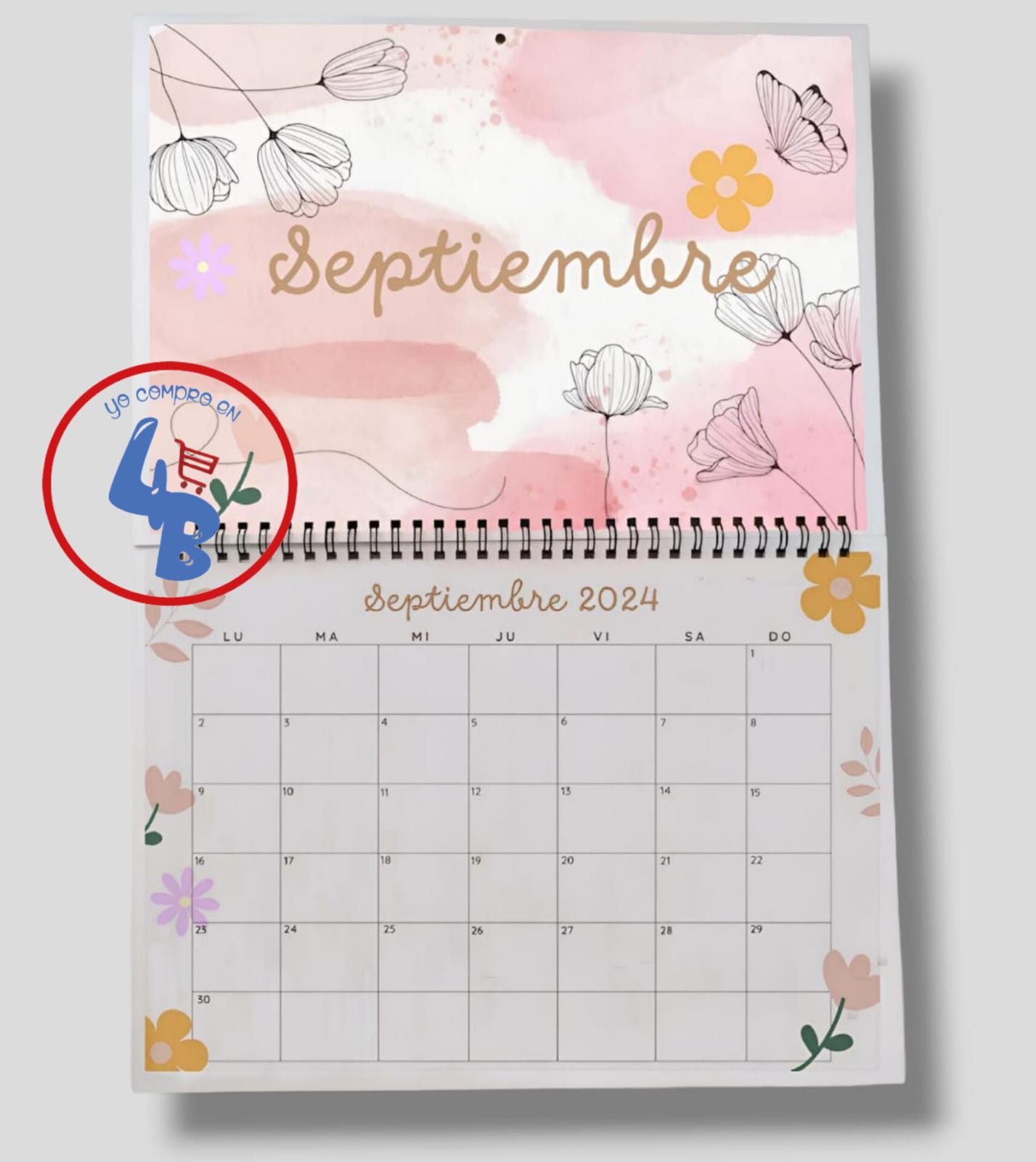 Calendario Planeador de Flores Argollado de Pared o Escritorio - Imagen 2