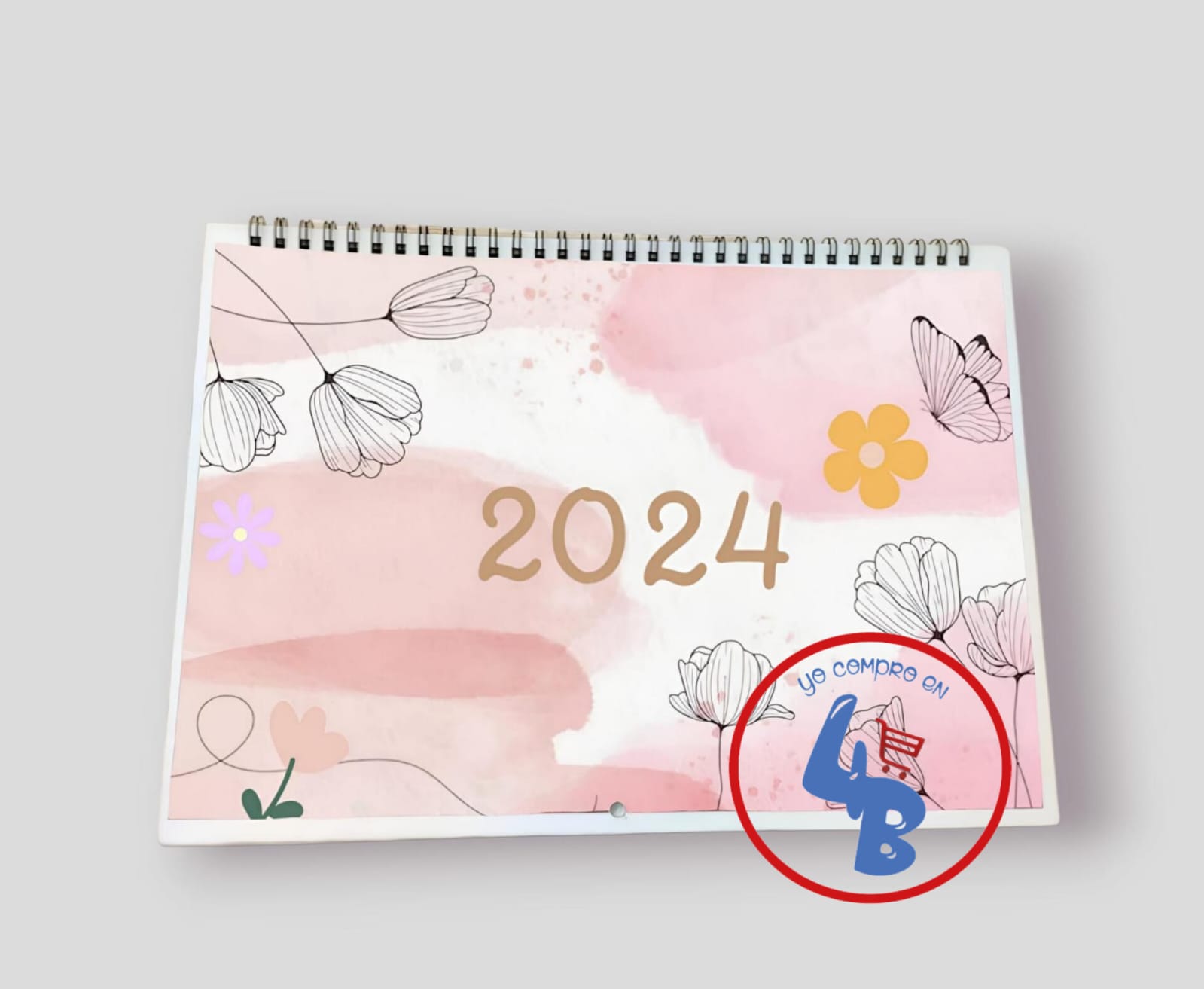 Calendario Planeador de Flores Argollado de Pared o Escritorio