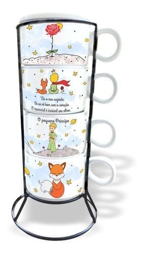 Mug Apilable x 4 Personalizados con Caja